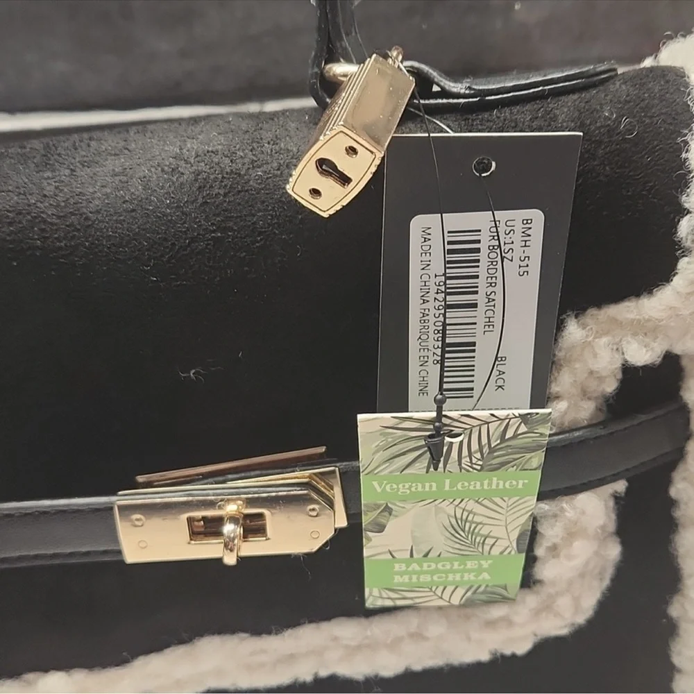 Badgley Mischka Fur Border Satchel Retail $159 NWT - Picture 2 of 12